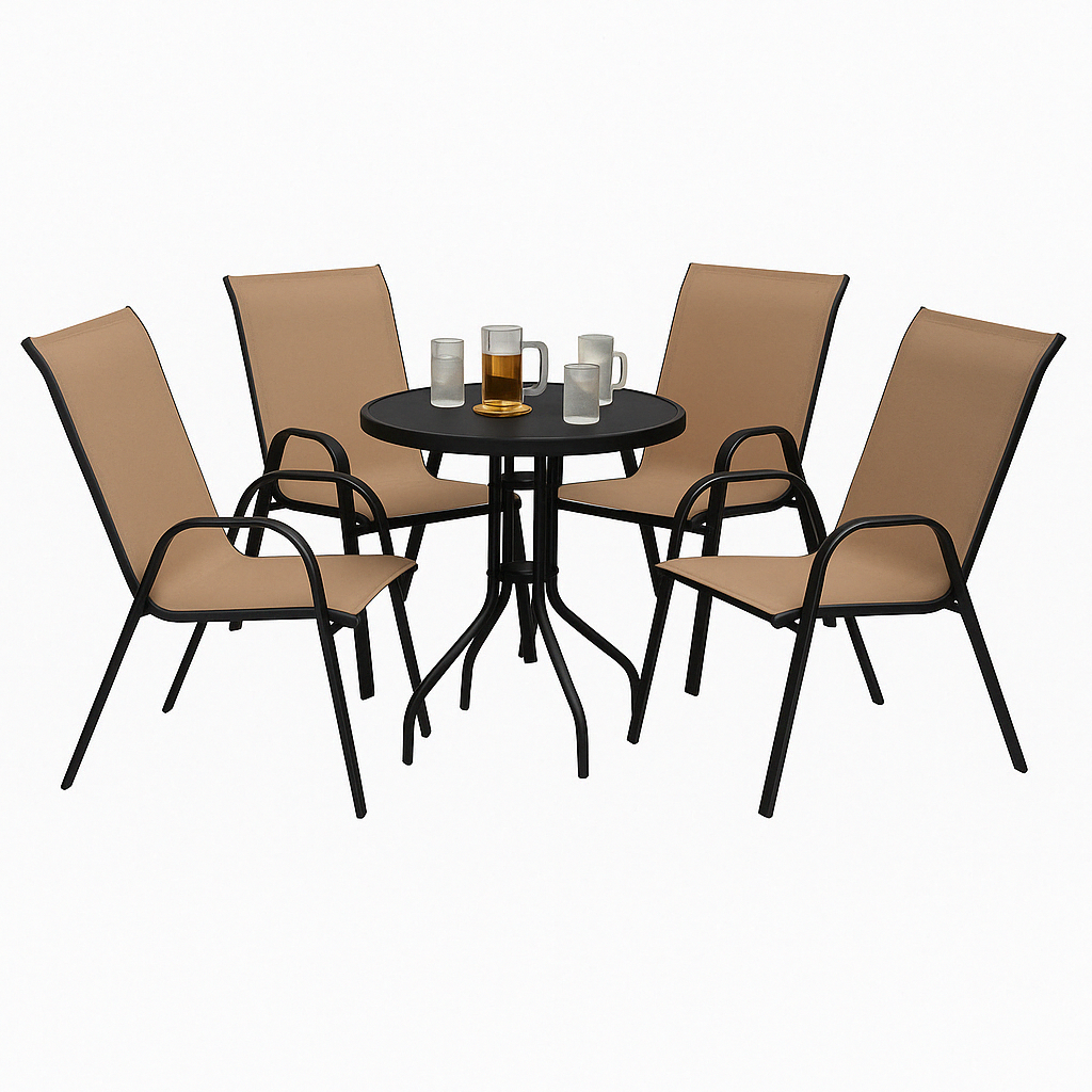 Комплект садовой мебели 4Points Como-4 круглый стол и 4 стула Коричневый