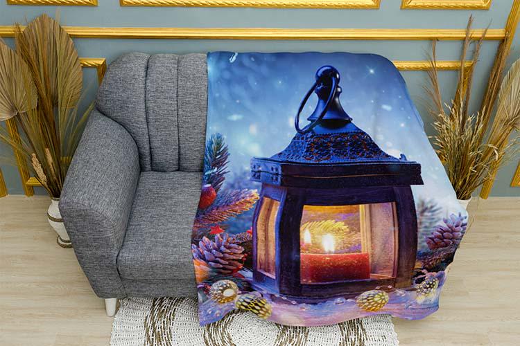 Плед плюшевый Фонарь Новогодний уют однослойный 135х150 см (114626)