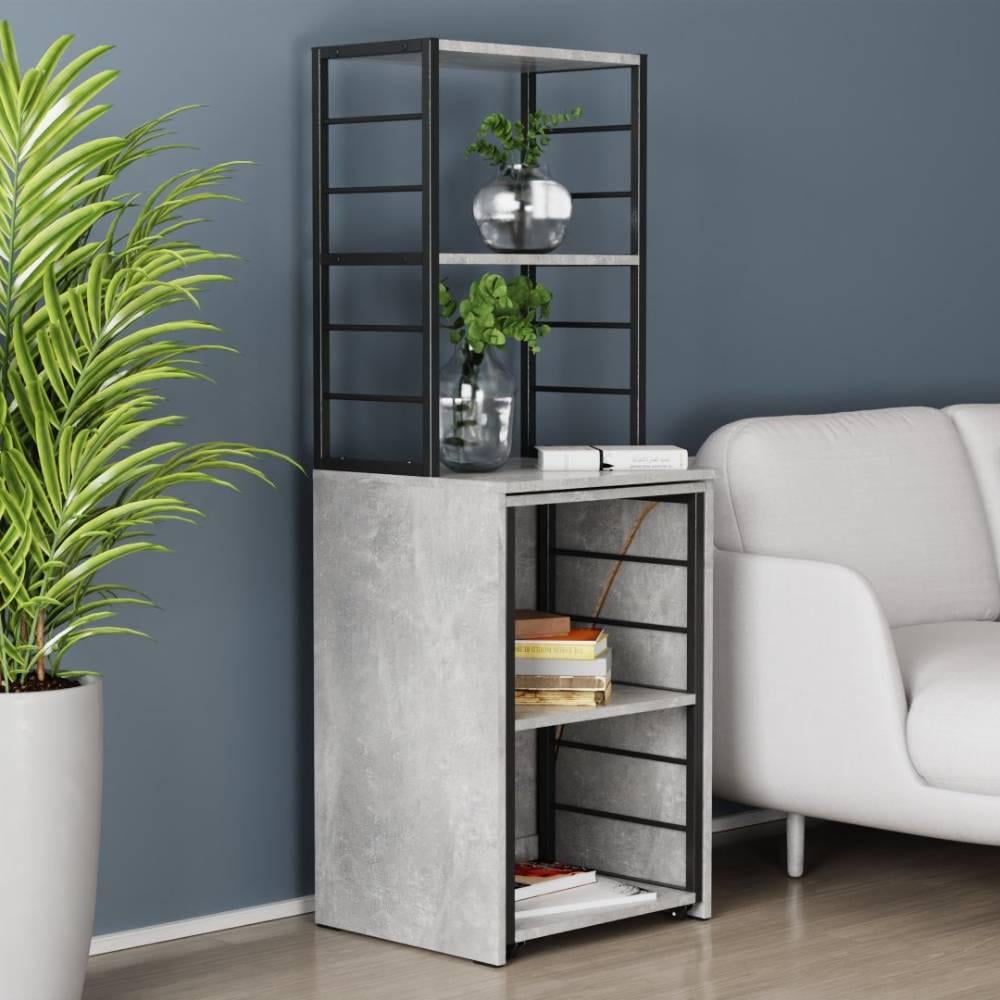 Стіл-тумба трансформер Ferrum-decor Смарт 3/2 з етажеркою метал/ДСП 16 мм 1430x1450x600 мм Чорний/Бетон (FRD-105122)