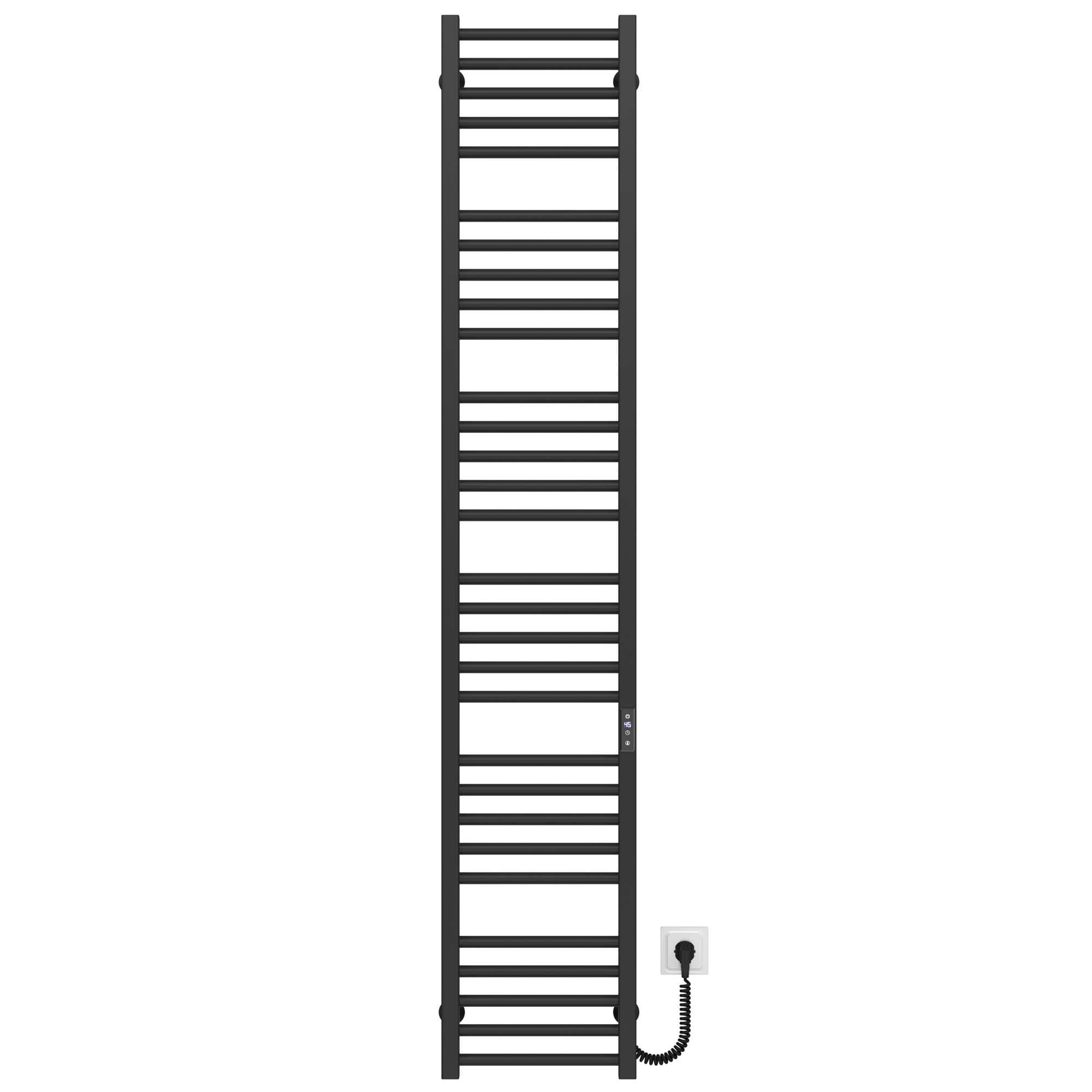 Полотенцесушитель электрический Deffi Lima П30 JD04 правое подключение нержавеющая сталь 400х1800 мм Черный (A.LI.180.40.30.EBR2)