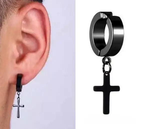 Сережки-кліпси Хрест для пірсингу унісекс Чорний (9056) - фото 3 Сережки-кліпси Хрест для пірсингу унісекс Чорний (9056) - фото 3