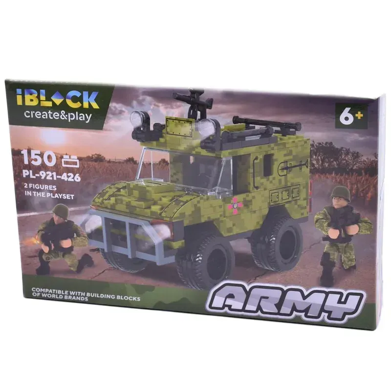 Конструктор Iblock Військовий броньований позашляховик з пластику на 150 дет. Зелений (150-98-PL-921-426/4)