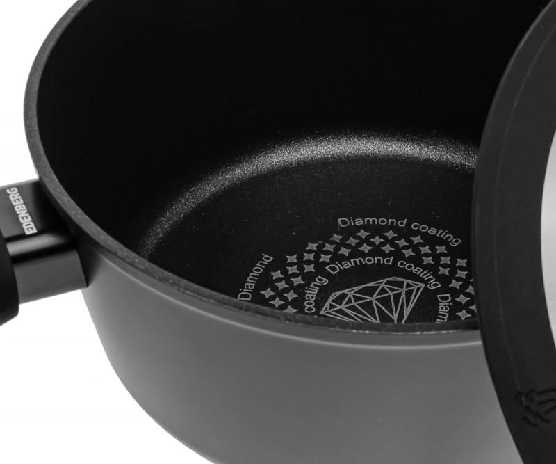 Кастрюля Edenberg EB-3488 с алмазным покрытием и стеклянной крышкой 6,7 л 28x12,5 см (26468773) - фото 3 Кастрюля Edenberg EB-3488 с алмазным покрытием и стеклянной крышкой 6,7 л 28x12,5 см (26468773) - фото 3