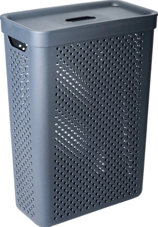 Корзина для белья Simple Алеана узкая с крышкой 25 л Гранит (772a275b)