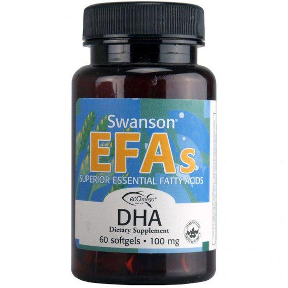 Омега 3 Swanson EFA DHA 100 мг 60 Softgels (SWA-17014)