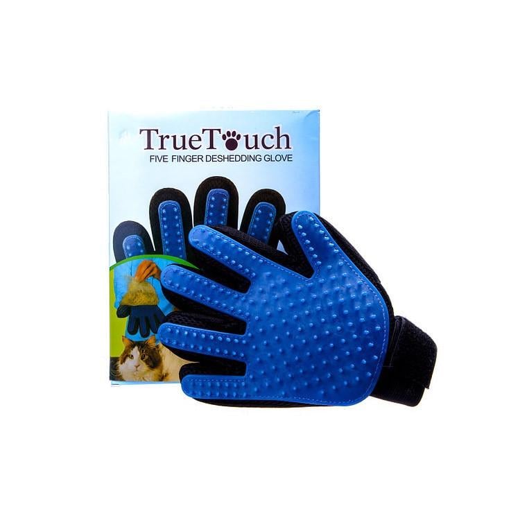 Рукавичка для вичісування шерсті тварин True Touch Deshedding Glove Синій - фото 4