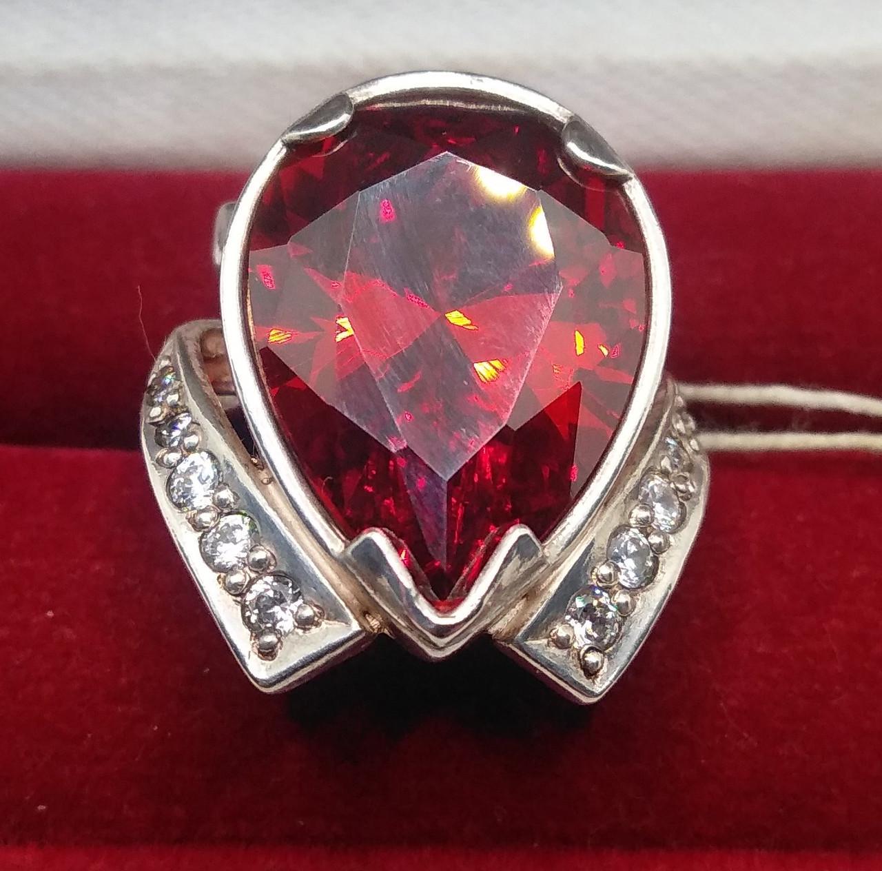 Кольцо серебро 925° 9,50 г р. 17 Красный (1700735849)