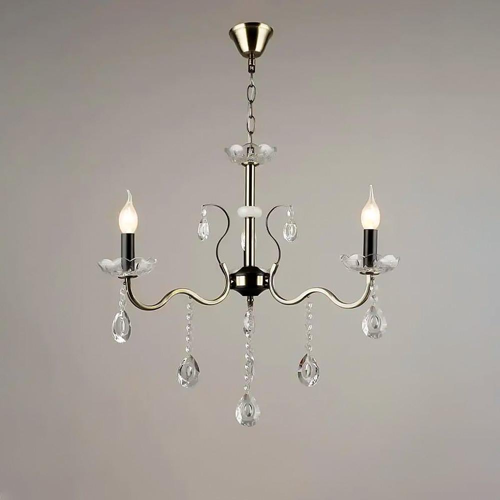 Люстра подвесная классическая хрустальная свечи Light House SR-19150/3 AB/BK E14 650х560/870 мм Бронзовый/Черный