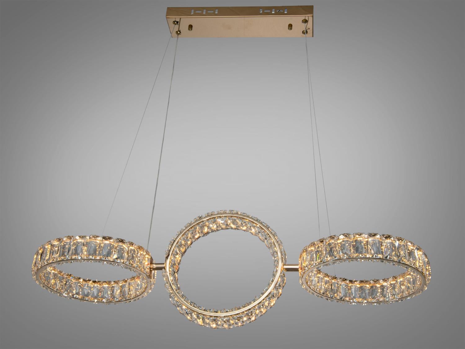 Люстра светодиодная Diasha 3 кольца 68Вт/пульт Золотой (D8893/250x3B G)