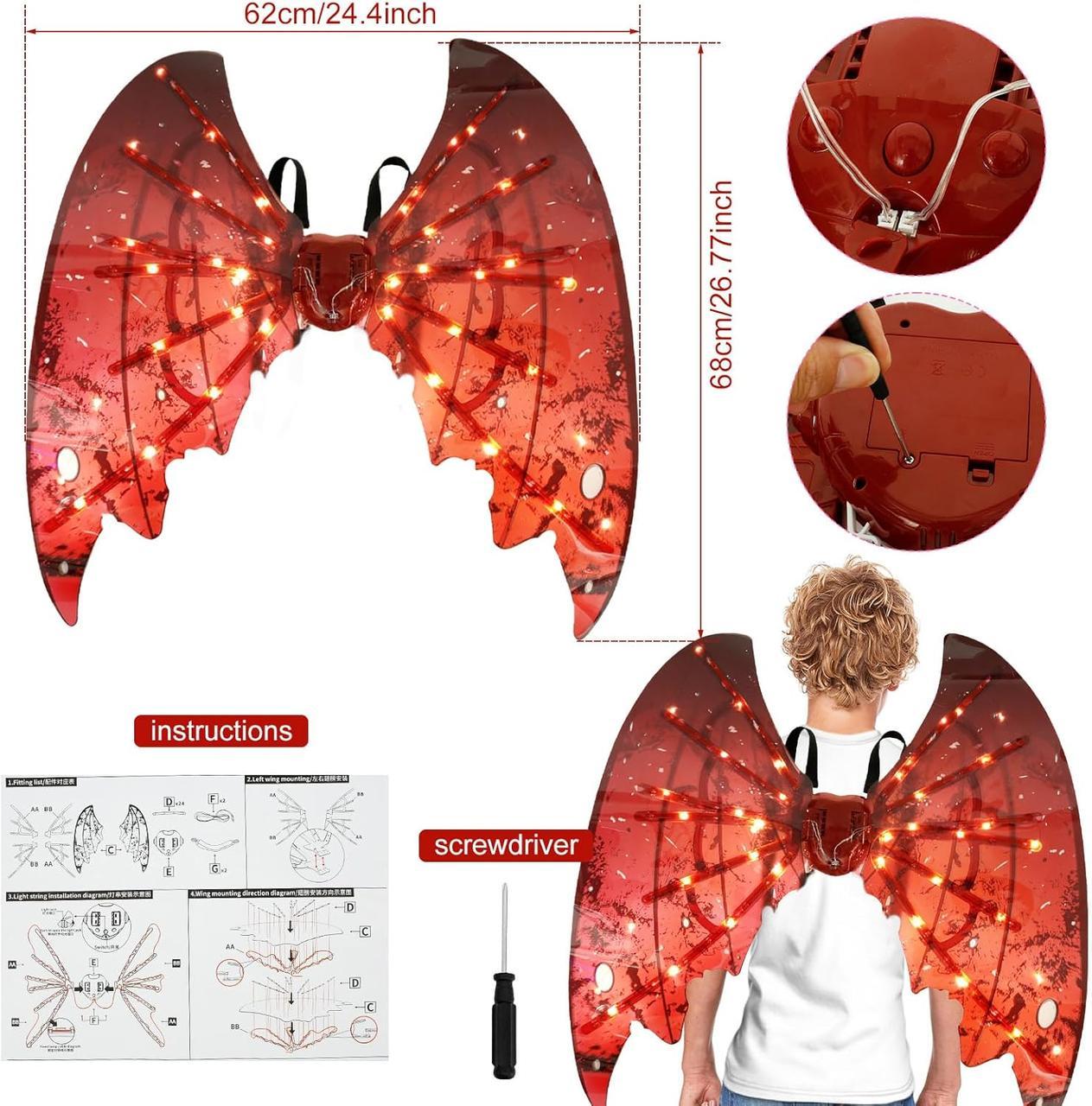 Крылья ангела электрические с музыкой и светом Shadow Angel Красный (MAGIC850) - фото 6