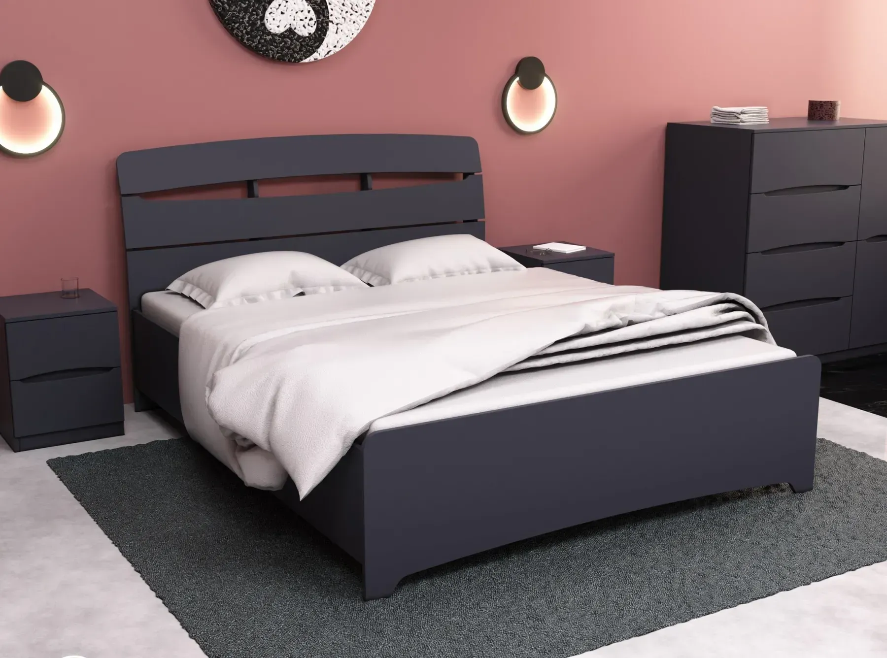 Кровать двуспальная Kontinent DELTA 160x200 см Антрацит (56192021)