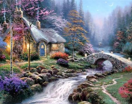 Алмазная мозаика Каменный домик 30x40 см без рамки 40x8x5 см (H8895)