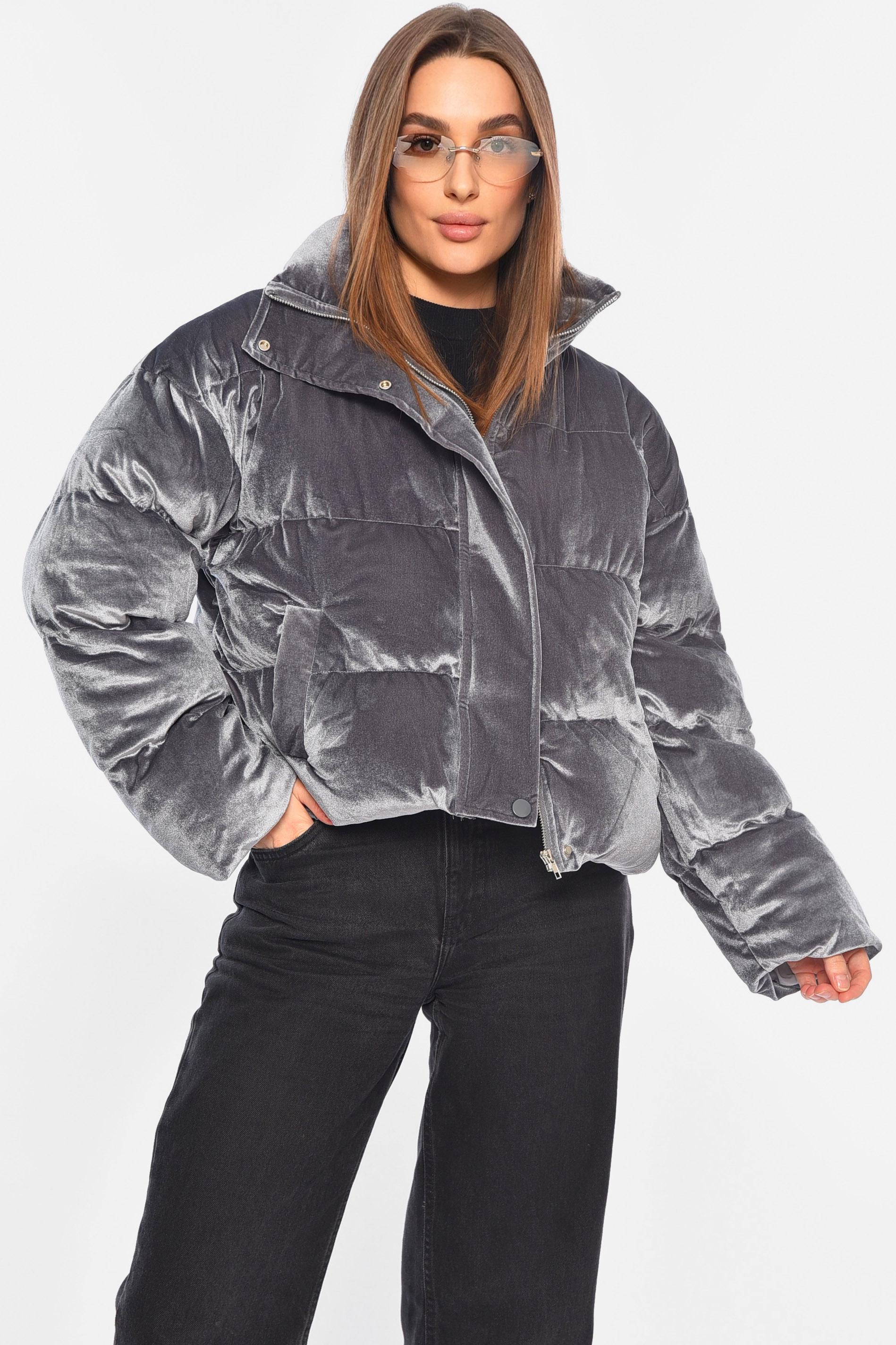 Куртка женская еврозима велюровая L Серый (195774)