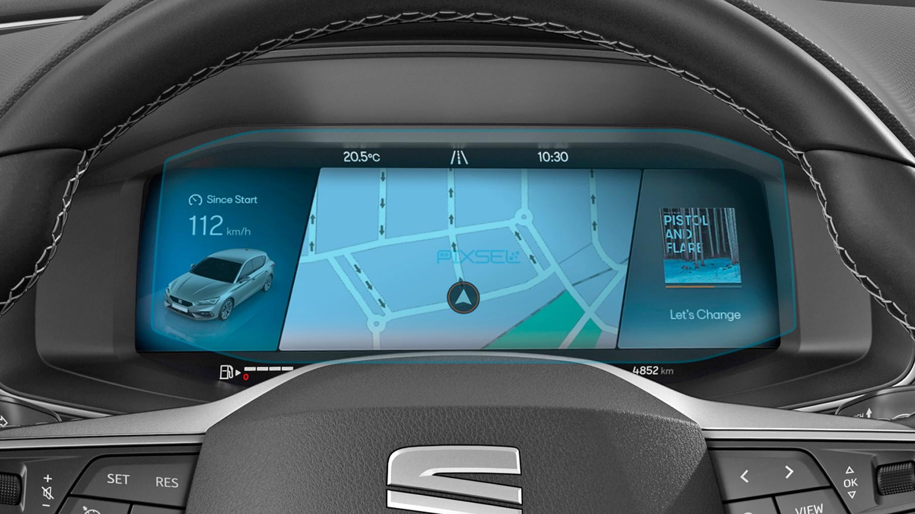 Стекло защитное Pixsel гибридный глянец на приборную панель SEAT LEON 9,9“ 2021