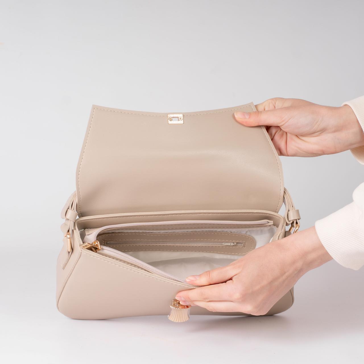 Сумка женская багет XENIA № 28-24 Бежевый - фото 4