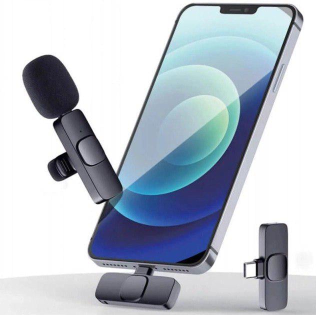 Микрофон K8 Type-C +lightning беспроводной петличный Black - фото 3 Микрофон K8 Type-C +lightning беспроводной петличный Black - фото 3