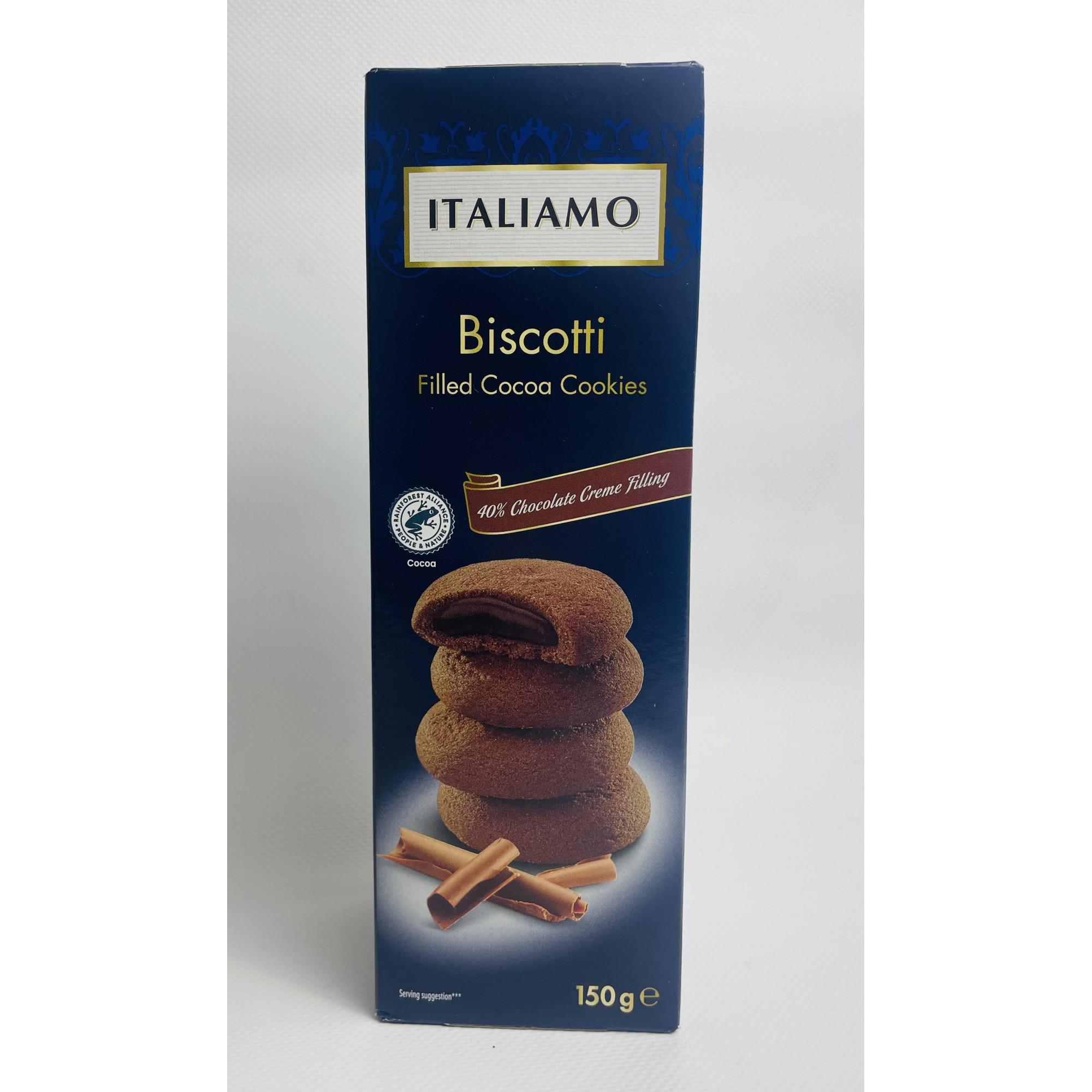 Печенье ITALIAMO Biscotti Filled Cocoa Cookies c шоколадным кремом 150 г