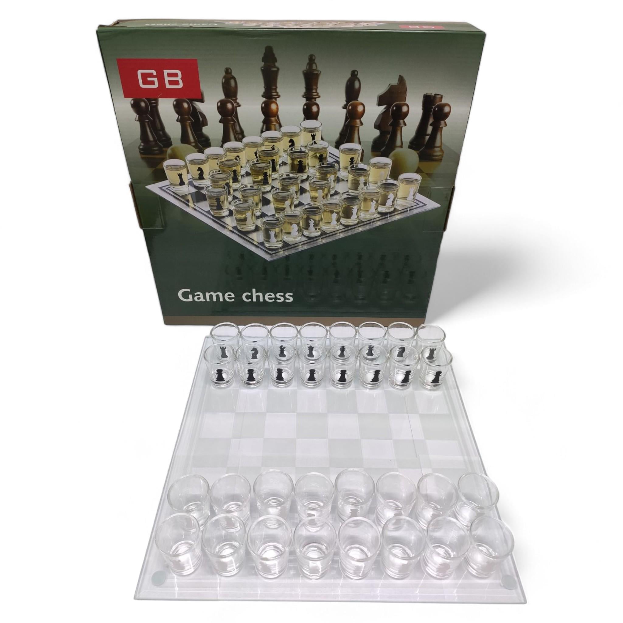 Игровой набор Алко Пьяные шахматы GB со стеклянной доской 35х35 см и стопками 30 мл (33971260)