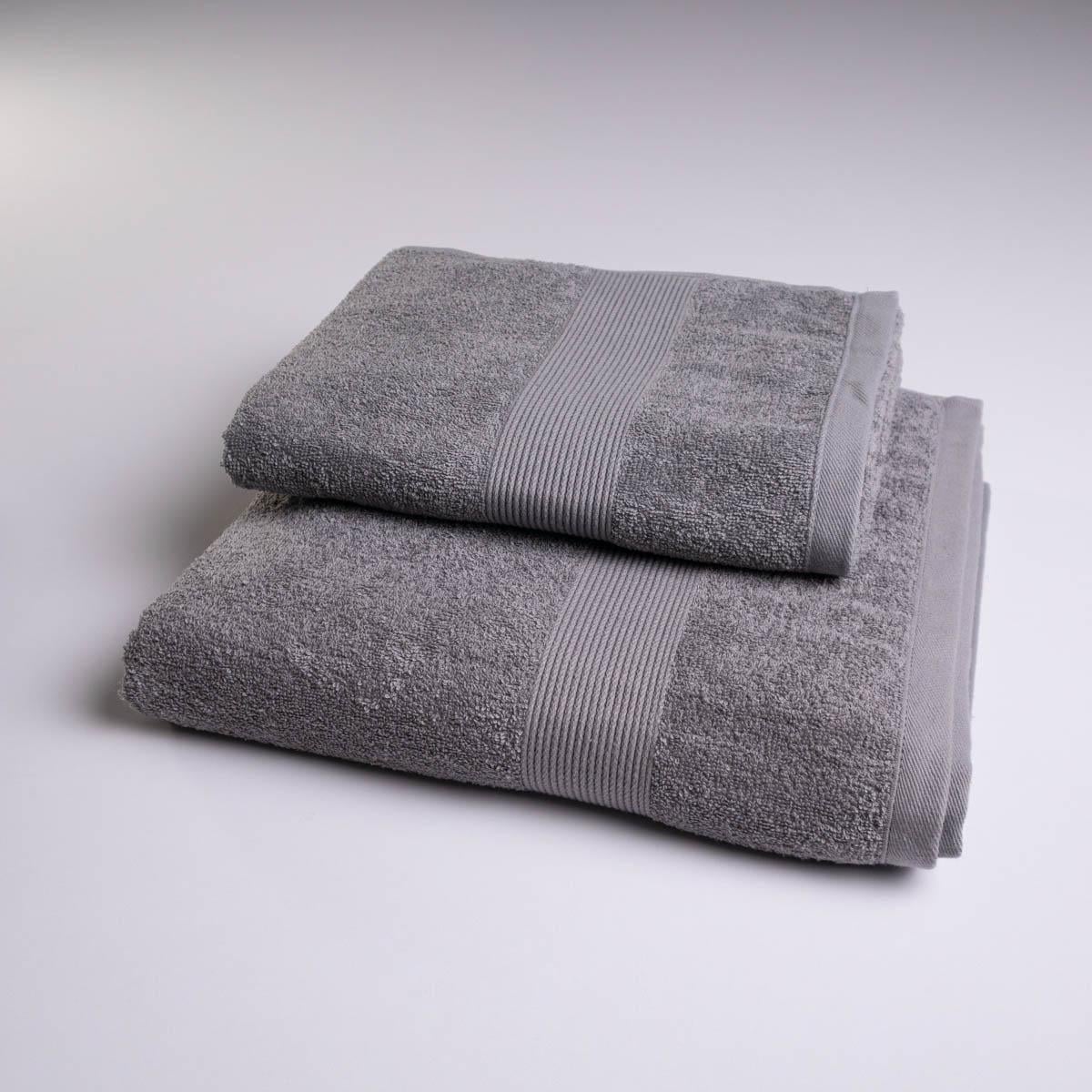 Комплект махровых полотенец GM Textile с бордюром 50х90/70х140 см 400 г/м2 2 шт. Серый (rm400b-k2-grey)