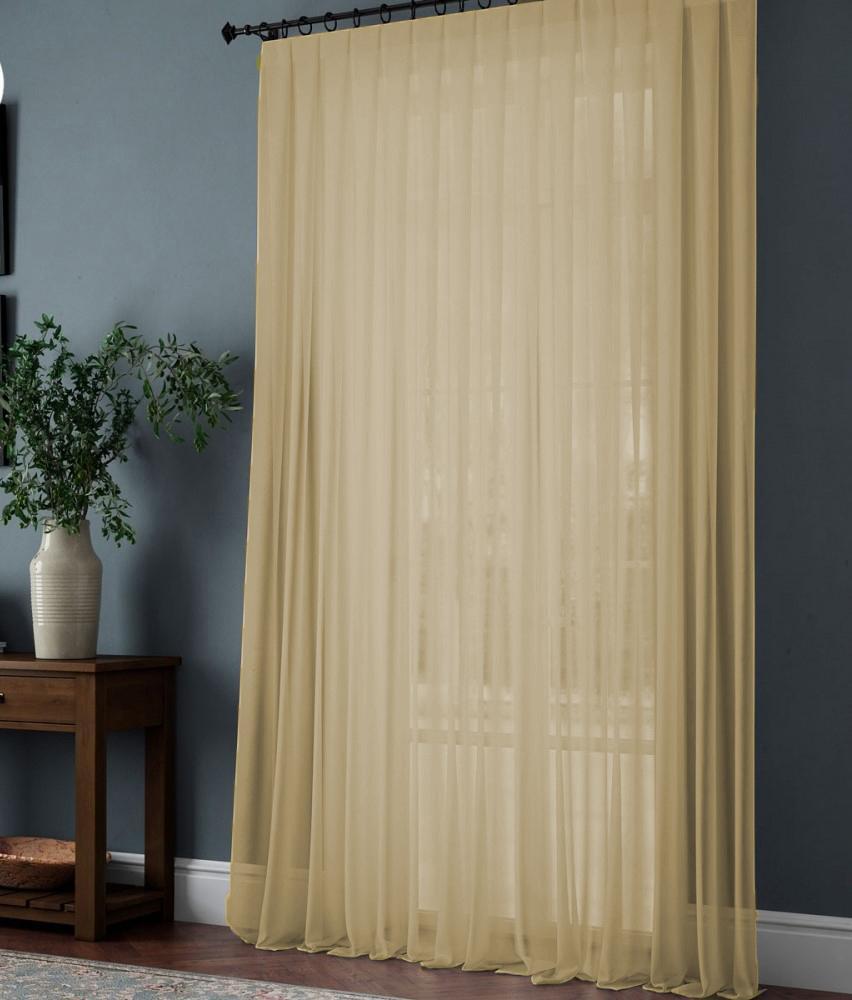 Тюль шифон без утяжелителя 700х190 см Бежевый Тюль шифон без утяжелителя 700х190 см Бежевый