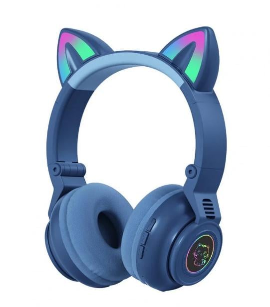 Наушники беспроводные STN-26 Cat Ear Bluetooth с кошачьими ушками и LED подсветкой Синий