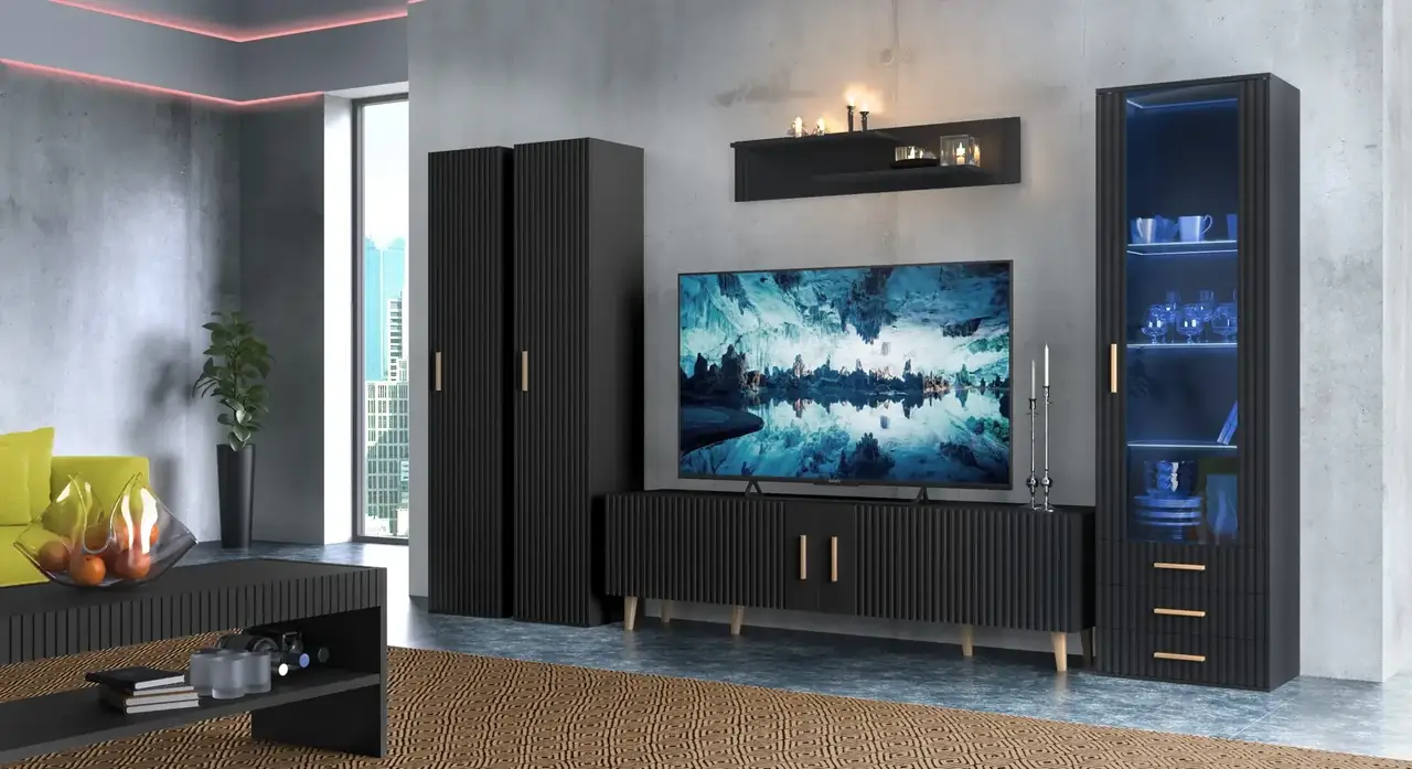 Гостиная комплект Artos Design Verona из ламинированной ДСП/ламинированной МДФ 1 Черный (49277) Гостиная комплект Artos Design Verona из ламинированной ДСП/ламинированной МДФ 1 Черный (49277)