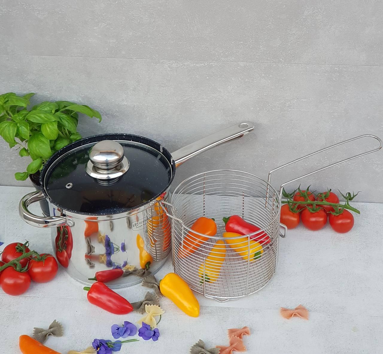 Кастрюля фритюрница с крышкой с сетчатой корзинкой Edenberg EB-1510 3,8 л
