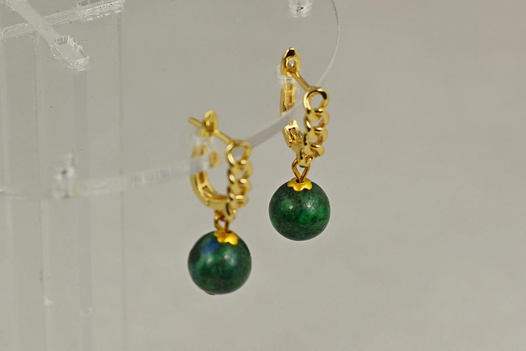 Серьги подвески шарик Азурит 3,2 см Золотистый (30297443)