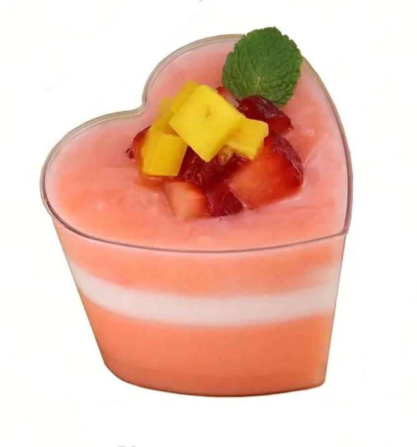 Стакан пластиковий для десертів з кришкою Серце малий 10 шт. (2825583778)