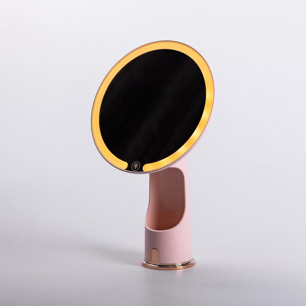 Дзеркало з підсвічуванням настільне косметичне кругле з LED підсвічуванням USB 18,5х10х29 см Рожевий (6875) - фото 8 Дзеркало з підсвічуванням настільне косметичне кругле з LED підсвічуванням USB 18,5х10х29 см Рожевий (6875) - фото 8