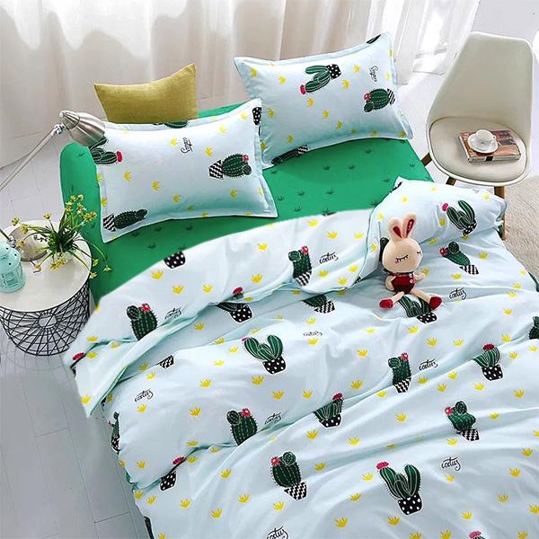 Комплект постельного белья Zastelli Cactus бязь двуспальный 175x210 Зеленый