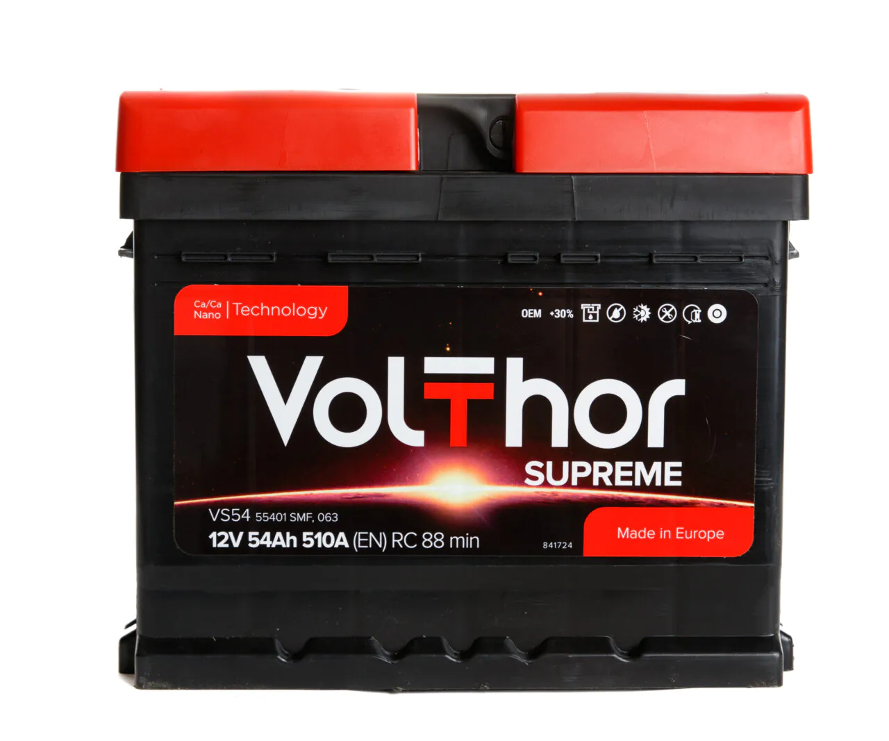 Акумулятор автомобільний правий VOLTHOR TAB 510А 54Ah / R Supreme
