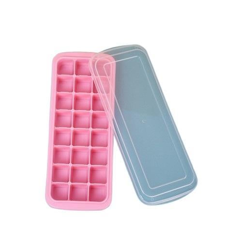 Форма для льоду Кубики з кришкою 24 комірки силіконова Рожевий (К1359) Форма для льоду Кубики з кришкою 24 комірки силіконова Рожевий (К1359)
