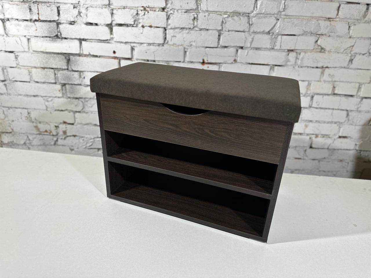 Тумба для обуви ДСП/ткань 30х70х45 см Венге темный/Шоколад - фото 1 Тумба для обуви ДСП/ткань 30х70х45 см Венге темный/Шоколад - фото 1