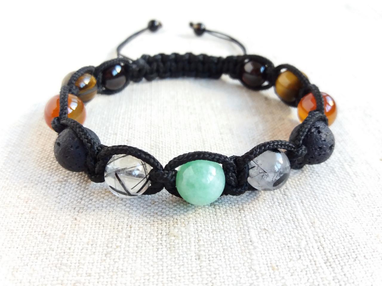 Браслет Шамбала Турмалиновый кварц/Нефрит/Лава/Сердолик d 10 мм (1120333445)