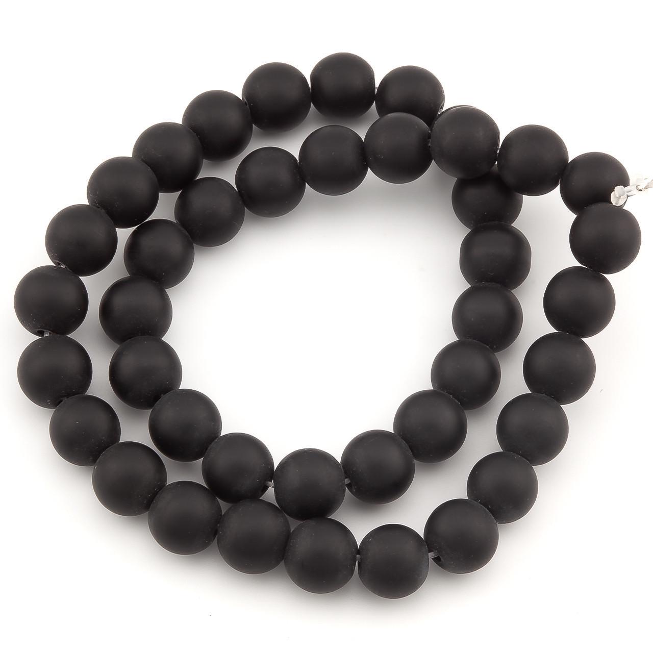 Намистини Шунгіт з натурального каменю 8 мм 37 см 1 шт. (НК0883ш56)