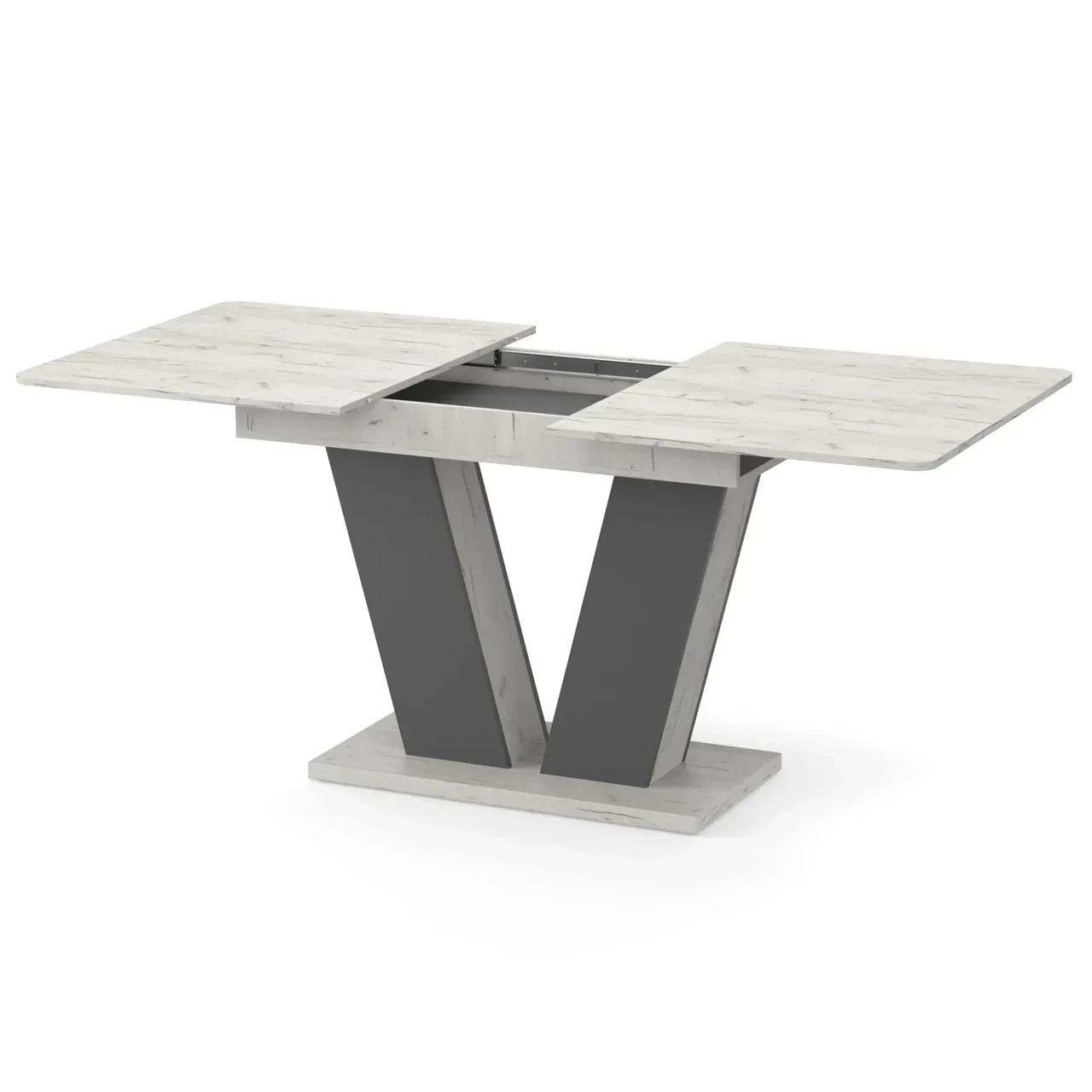 Обідній стіл розсувний Neman Den 180/140х80х78,4 см Дуб крафт білий/Графіт (558830) - фото 2