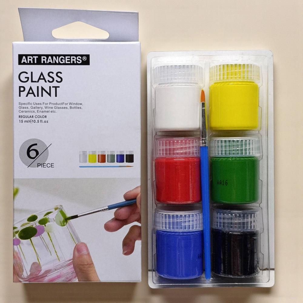 Акриловые витражные краски по стеклу с кисточкой 6 цветов по 15 мл (37-122593) - фото 5 Акриловые витражные краски по стеклу с кисточкой 6 цветов по 15 мл (37-122593) - фото 5