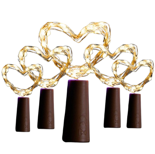 Набор гирлянд пробка 5 шт. от батареек AAA/20 LED 2 м теплый Белый без мерцания (35934) - фото 1