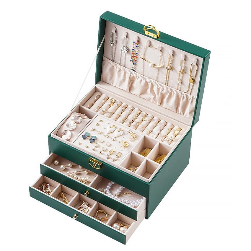 Шкатулка Casegrace SP-01265 трехуровневый на замке 23x17x13,5 см Green