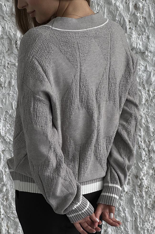 Джемпер Lipar 0849 з рельєфним візерунком р. 40-46 Сірий (161466904) - фото 2 Джемпер Lipar 0849 з рельєфним візерунком р. 40-46 Сірий (161466904) - фото 2