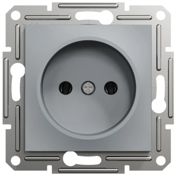 Розетка одинарная Schneider Asfora Сталь (28425690)