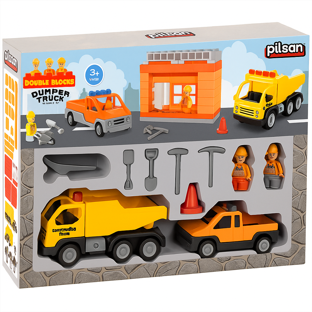 Конструктор Pilsan 03-612 "Будівельний майданчик" з фігурками та машинами - фото 2 Конструктор Pilsan 03-612 "Будівельний майданчик" з фігурками та машинами - фото 2