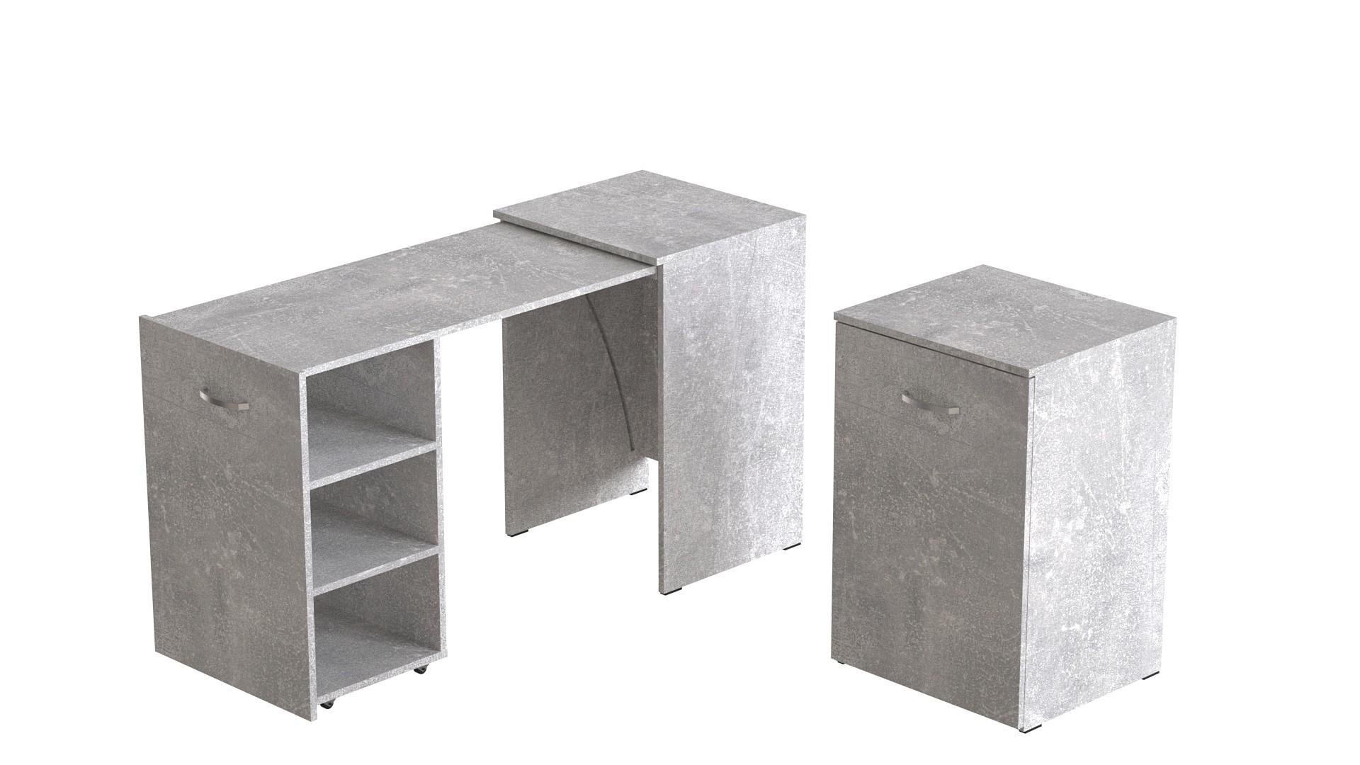 Стіл-тумба трансформер Ferrum-decor Смарт 1/2 ДСП 16 мм 750x1450x600 мм Бетон (FRD-105080) - фото 5