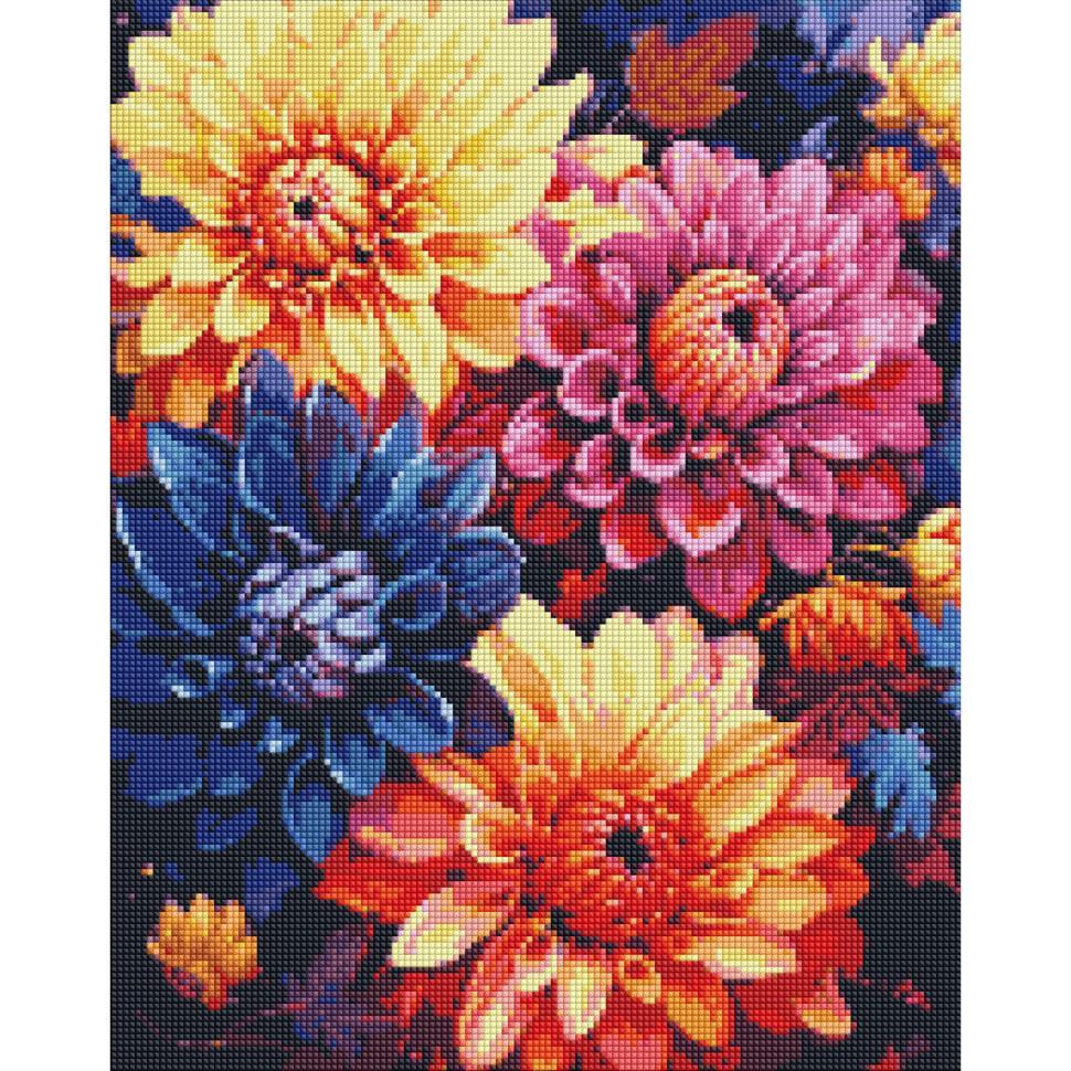 Алмазная мозаика Ideyka Красочные георгины 40x50 см (AMO7842)