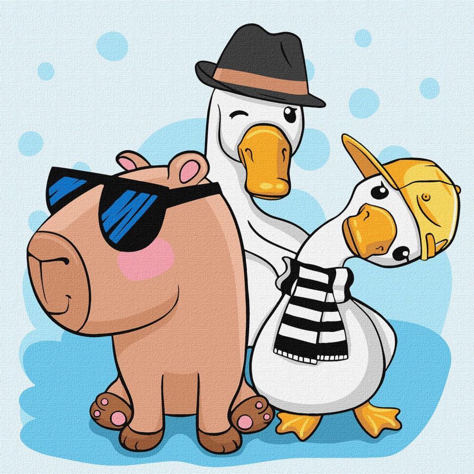 Картина за номерами Ideyka Капібара та друзі KHO1274 30х30 см (RLT54699)