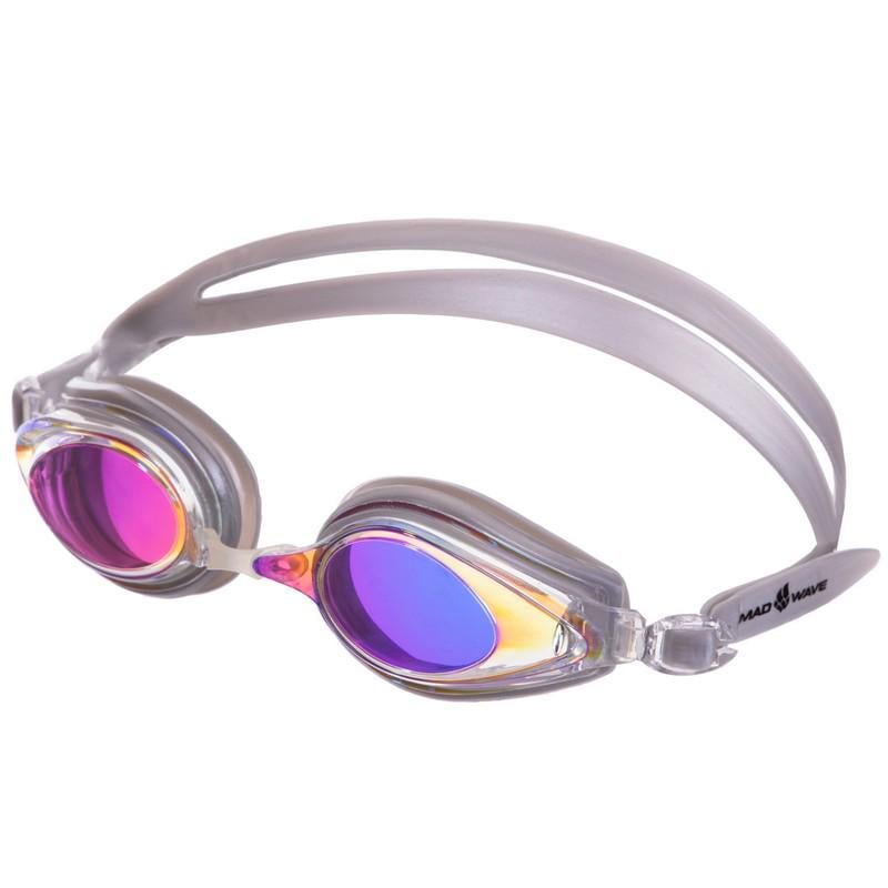 Окуляри для плавання дорослі Mad Wave TECHNO MIRROR II M042803 з дзеркальними лінзами Cрібний (AM0009066)