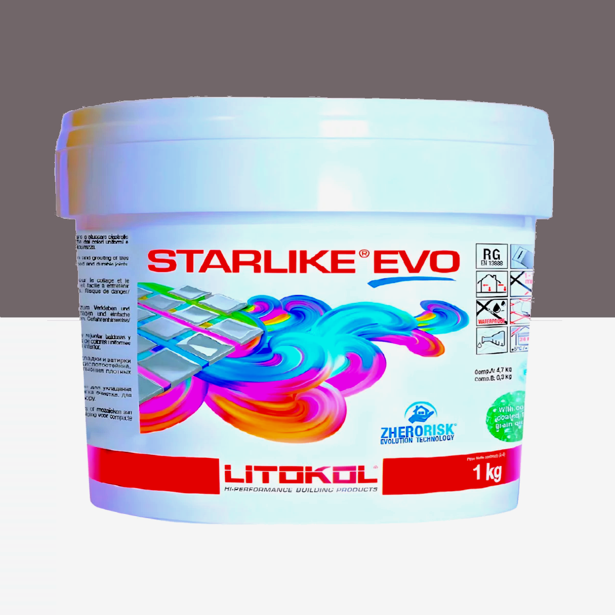 Затирка для плитки Litokol Starlike EVO 125 двокомпонентна епоксидна 1 кг Сірий цемент