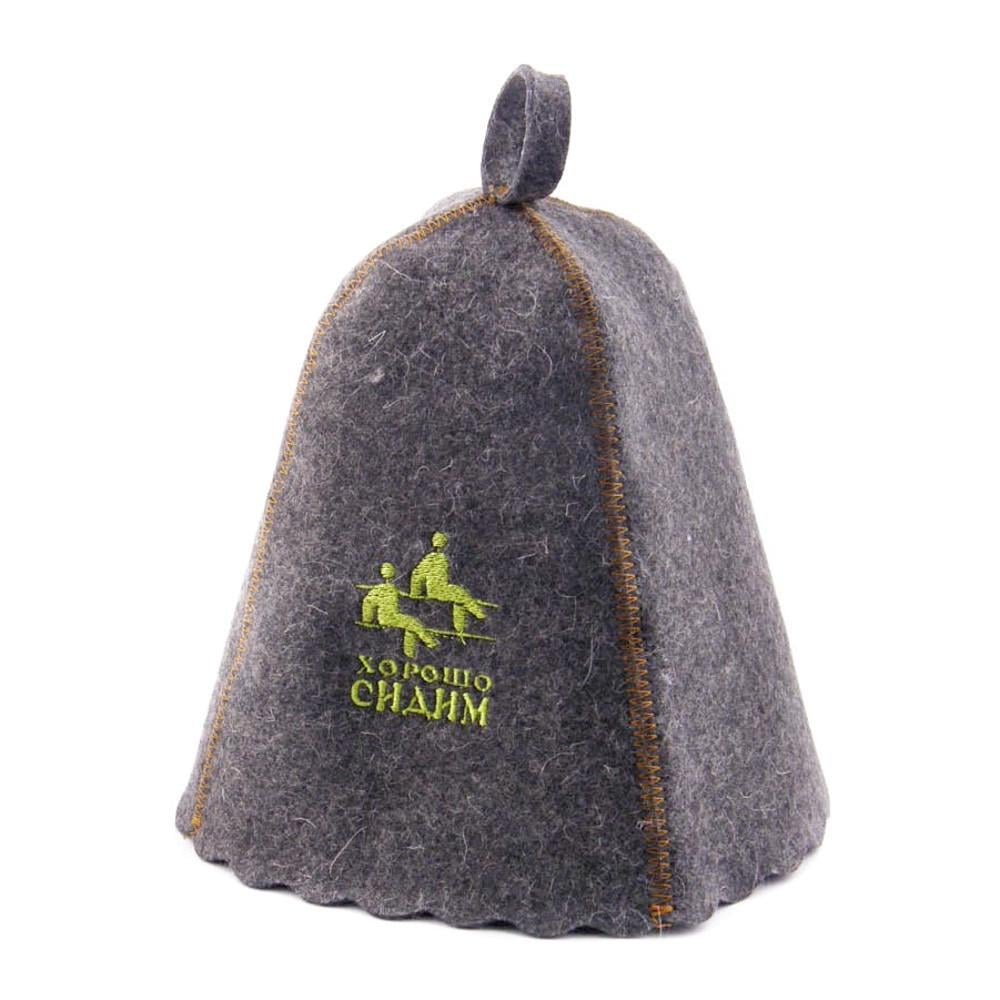 Банная шапка Luxyart "Хорошо сидим" натуральный войлок Серый (LA-243)