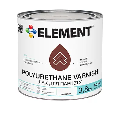 Лак для паркета ELEMENT POLYURETHANE VARNISH полуматовый 3,8 кг (27709896)